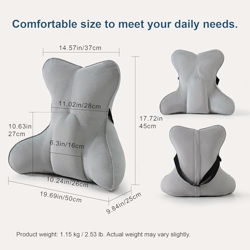 Lumbar Back Pillow (Pat. Pend), Supportive Back Cushion for Bed, Couch & Recliner, Ergonomic Lumbar Pillow with Customizable Firmness for Lower Back Pain Relief, Zinc Gray - color: Zinc Gray