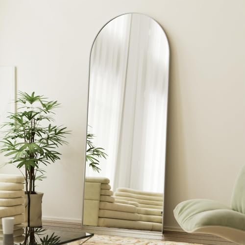 BEAUTYPEAK 71" x 26" Arch Full-Length Mirror with Stand, Silver | Full Body Arched Mirror with Standing, Leaning or Wall-Mounted for Wall, Ideal for Bedroom, Dressing Room, Entryway - color: Silver, size: 71"L x 26"W