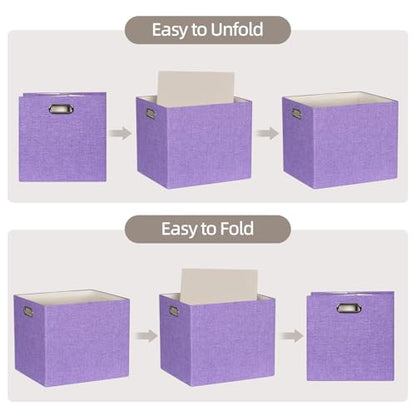 13" x 15" x 13" Linen Storage Cubes with Handles, Pack of 4 | Collapsible Fabric Bins for Home Organization, Suitable for Shelves, Closet, Wardrobe, Bedroom - size: 13 x 15 x 13 Inch