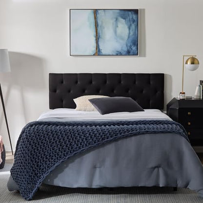 Lucid Mid-Rise Upholstered Headboard - Diamond Tufted - Padded Polyester - Adjustable Height from 34” to 46” - Easy Assembly - Bed Frame or Wall Mount - Sturdy - Black - Twin / Twin XL Size - color: Black, size: Twin/Twin XL