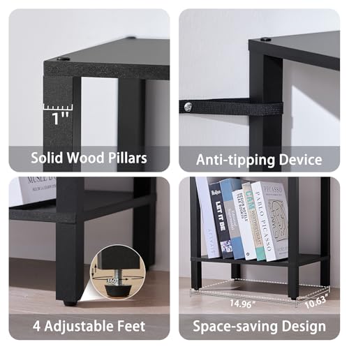 YUFAM 5 Tier Tall Narrow Bookshelf, Skinny Bookcase, Wooden Shelf, Black | 54'' Tall Thin Book Shelf, Skinny Book Shelf for Modern Narrow Industrial Shelf fits Living Room, Office, Bedroom, Kitchen - color: Black, size: 5-Tier