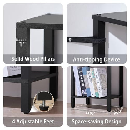 YUFAM 5 Tier Tall Narrow Bookshelf, Skinny Bookcase, Wooden Shelf, Black | 54'' Tall Thin Book Shelf, Skinny Book Shelf for Modern Narrow Industrial Shelf fits Living Room, Office, Bedroom, Kitchen - color: Black, size: 5-Tier