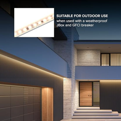 Maxxima 84 in. Hardwired LED Under Cabinet Strip Light, 3200 Lumens, 3000K | Warm White, Kitchen and Living Room 120V White Cove Lighting, No Power Supply Needed - size: 84 Inch