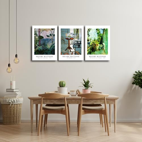Wieco Art Large Canvas Wall Art Set of 3 Henri Matisse Aesthetic Posters The Terrace, St.Tropez The Window Moroccan Landscape Matisse Prints Posters for Home Decorations - size: 20x28inchx3pcs(50x70cmx3pcs)