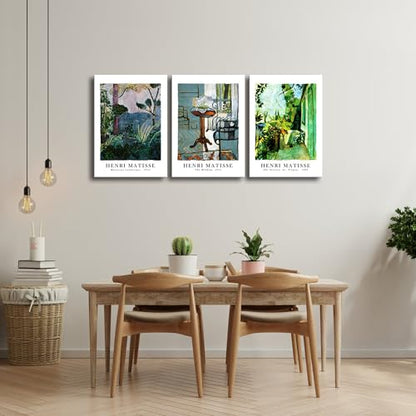 Wieco Art Large Canvas Wall Art Set of 3 Henri Matisse Aesthetic Posters The Terrace, St.Tropez The Window Moroccan Landscape Matisse Prints Posters for Home Decorations - size: 20x28inchx3pcs(50x70cmx3pcs)
