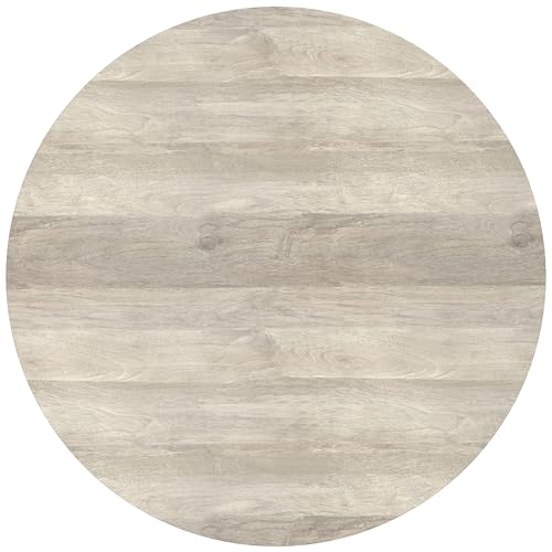 SIMPLIHOME Sawhorse 48" Wide Walnut Veneer and Metal Coffee Table | Modern round coffee table with black metal legs and a large surface; cocktail table or center table for living rooms. - color: White Wash
