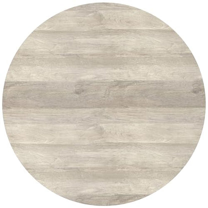 SIMPLIHOME Sawhorse 48" Wide Walnut Veneer and Metal Coffee Table | Modern round coffee table with black metal legs and a large surface; cocktail table or center table for living rooms. - color: White Wash