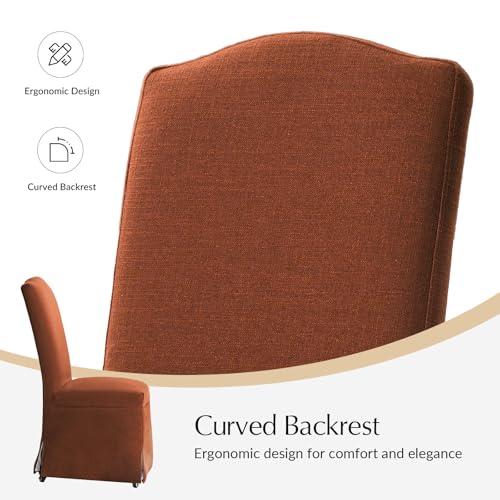HULALA HOME Upholstered Dining Chairs Set of 4, High Back Dining Chairs with Removable Slipcover, Solid Wood Legs with Casters, Transitional Accent Chairs for Dining Room Living Room, Burn Brick - color: Burn Brick, size: Set of 4