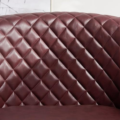 KINWELL 29" W Faux Leather Tufted PU Swivel Barrel Accent Chair, Red | No Assembly Vegan Leather Upholstered Swivel Club Chair with Nailhead Trim, Modern Armchair for Small Spaces Apartment - color: Red, style: Set of 1
