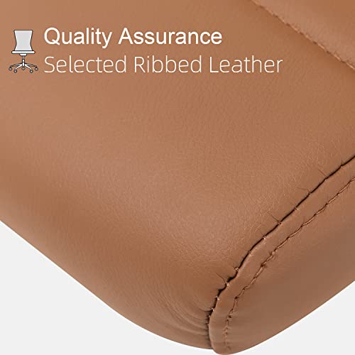 Okeysen Brown Armless Office Desk Chair, Mid Back Ergonomic Swivel Conference Room Chairs, Adjustable Height PU Leather Home Desk Chair, Modern Small Rolling Computer Task Chair - color: Brown