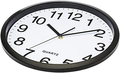 Bernhard Products Black Wall Clock Silent Non Ticking 10 Inch Bold Quality Quartz Battery Operated Round Easy to Read Home/Kitchen/Office/Classroom/School Clocks, Sweep Movement - size: 10 Inch - 1 Clock