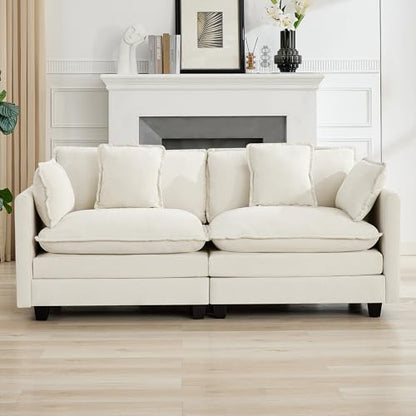 76" Cloud Loveseat Sofa, Modular Sectional Couch with Deep Seats and Double-Layer Thick Cushions, Chenille Upholstered 2-Seat Sofa for Living Room Apartment, Beige - color: Beige, size: 76'' Loveseat