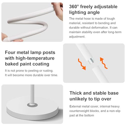 Bright LED Eye-Protecting Reading Floor Lamps with Touch and Remote Dimming 3000-6000k for Eyelash Manicure Craft Drawing Makeup Living Room Bedroom Office, Adjustable Gooseneck Modern Standing Light - color: New White