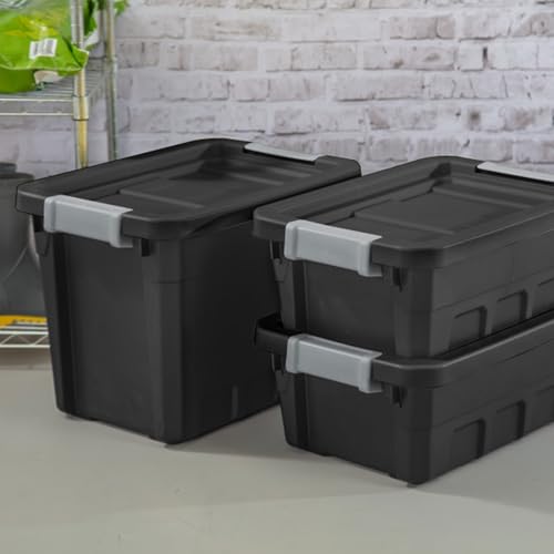 Sterilite Stacker Tote, Plastic Storage Bins with Lids, 4 Gallon, 6-Pack | Rugged Stackable Organizer Bin Containers with Latching Lids for Bed, Garage, Office, Kitchen, Closet & Classroom - size: 4 Gallon, style: 6 Pack