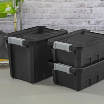 Sterilite Stacker Tote, Plastic Storage Bins with Lids, 4 Gallon, 6-Pack | Rugged Stackable Organizer Bin Containers with Latching Lids for Bed, Garage, Office, Kitchen, Closet & Classroom - size: 4 Gallon, style: 6 Pack