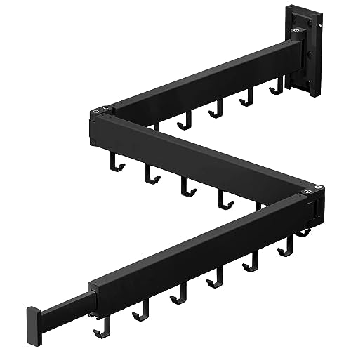 ZdwCyl Clothes Drying Rack Wall Mounted,Laundry Rack Wall Wount,Drying Rack Clothing for Laundry,Retractable Dryer Racks,Wall Mounted Drying Rack Collapsible, Black, Sandy Coating,3z-b01 - color: Black-basic