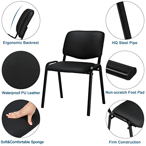 VINGLI 10-Pack Waiting Room Chairs, Stackable Chair for Office, Pu-Black | Stacking Chairs, Armless Church Chairs, Space-saving, Guest & Reception, Office Lobby, Business Hall - color: Pu-black, size: 10-pack