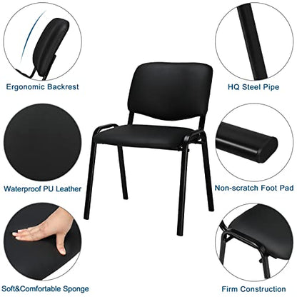 VINGLI 10-Pack Waiting Room Chairs, Stackable Chair for Office, Pu-Black | Stacking Chairs, Armless Church Chairs, Space-saving, Guest & Reception, Office Lobby, Business Hall - color: Pu-black, size: 10-pack