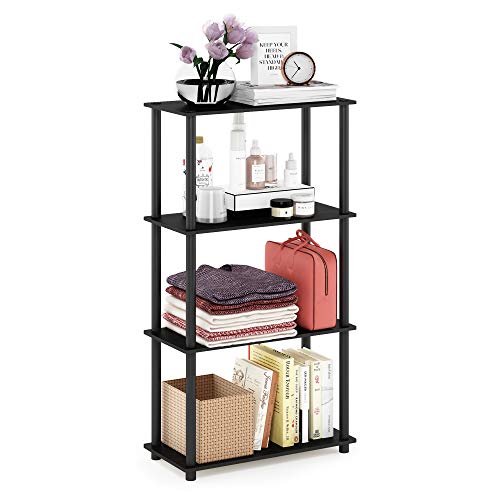 Furinno Turn-N-Tube 4-Tier Multipurpose Shelf Display Rack, Round Tubes, Americano/Black - color: Americano/Black, size: 4-Tier Round Tube
