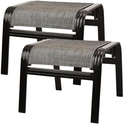 Patio Outdoor Ottoman Footstools Assembled Aluminum Footrest Side Table Small Chairs Patio Ottoman 2 Set Brown - color: 2 Pieces-2025brown