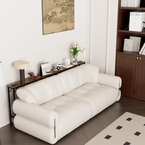 Aduanbang 78.7 inch Narrow Console Table with Outlet, Sofa Table Set of 2, Behind Couch Table, Long Entryway Tables with Charging Station, for Living Room, Rustic Brown - color: Rustic Brown, size: 5.9"D x 78.7"W x 30"H
