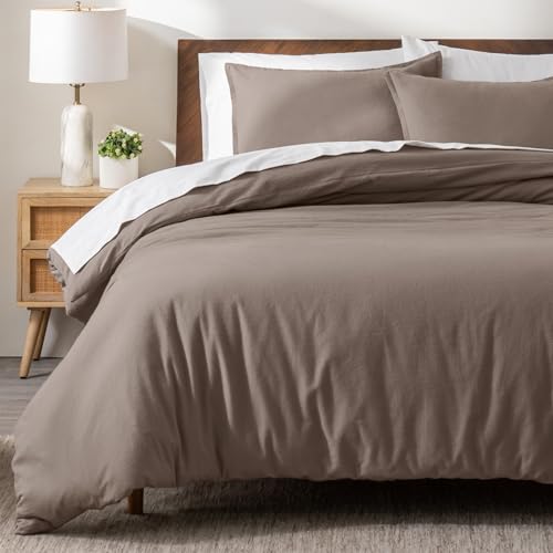 Bare Home Flannel Duvet Cover Set (Twin/Twin XL, Taupe) | 100% Cotton, Velvety Soft, Heavyweight, Premium Flannel, Double Brushed, Includes Sham Pillow Cover - color: 04 - Taupe (No Comforter), size: Twin/Twin XL