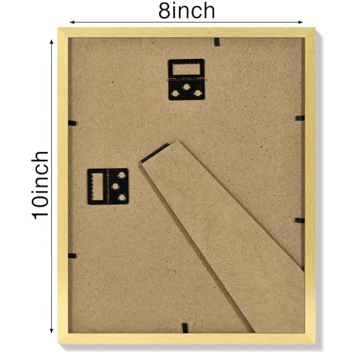 Vittanly 8x10 Picture Frames Set of 4, for Wall or Tabletop Display, Gold | Display Pictures 5x7 with Mat or 8x10 without Mat, Engineered Wood with Shatter Resistant Plexiglass, Wall Gallery Frames - color: Gold, size: 8x10