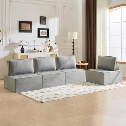 Modular Linen-Frame Sofa: Versatile Sectional for Small Apartments, Mix-and-Match Design (Light Grey) - color: Light Grey