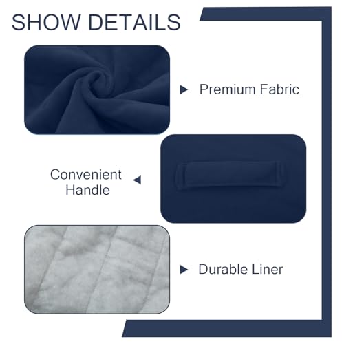 MeMoreCool Round Pouf Ottoman Foot Rest 20x15 Inches, Navy | Navy Round Pouf Footstool, Soft Foam Stuffed Circle Foot Rest for Living Room Bedroom - color: Striped Navy