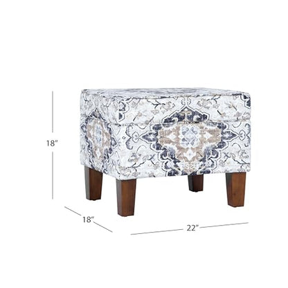 Spatial Order 22" Dinah Collection Storage Ottoman - Antiqued Ebony Cream - color: Antiqued Ebony Cream
