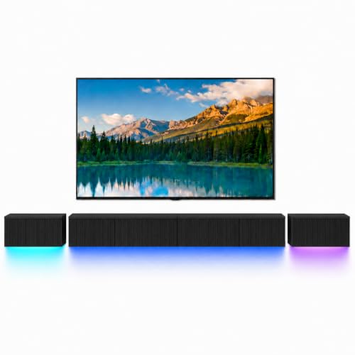 Floating TV Stand Wall Mounted 110 in Media Console Cabinet, Black - color: Black-e