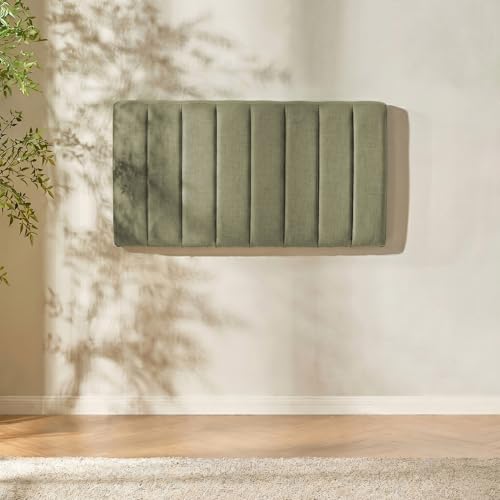 Nestl Upholstered Twin Headboard - Easy Assemble Channel Stitched Headboard Twin Size - Wall Mounted Headboards with 3D Soundproof Wall Panels Peel & Stick Floating Headboards, Olive Green - color: 07-olive Green, size: Twin