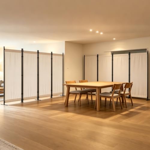 4 Panel Room Divider, 6FT Folding Privacy Screens(Beige, 4 Panel-88'') | Portable Partition Room Dividers, Freestanding Wall Divider for Office, Studio, Room Separation - color: Beige