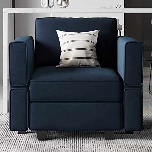 Belffin Modular Sectional Arm Accent Chair with Storage Seat Velvet Armchair Single Sofa Club Chair Blue - color: Blue, size: Armchair
