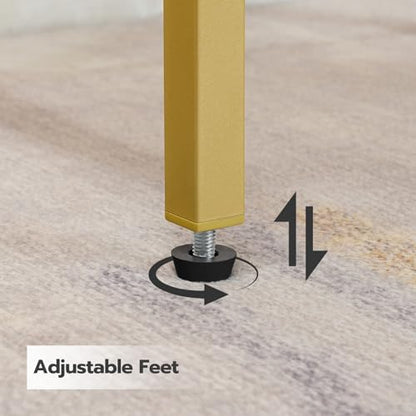 HOOBRO Tall Side Table, Industrial End Telephone Table with Adjustable Mesh Shelves, Small Tall Nightstand for Living Room, Bedroom, Entryway, Office, White and Gold DW03DH01 - color: White + Gold