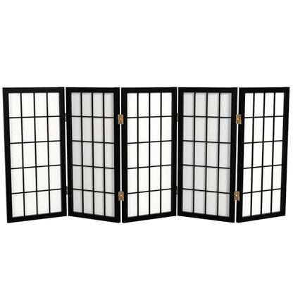 2 ft. Short Desktop Window Pane Shoji Screen - Black - 5 Panels - color: Black, size: 5 Panel