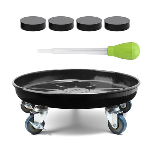 1 Pack 14.6 Inch Metal Plant Caddy With Wheels, Round Rolling Heavy Duty Plant Dolly, Heavy Plant Pot Mover Outdoor or Indoor,Plant Stand with Locking Wheels(Black) - color: Black, size: 14.6 INCH 1PACK
