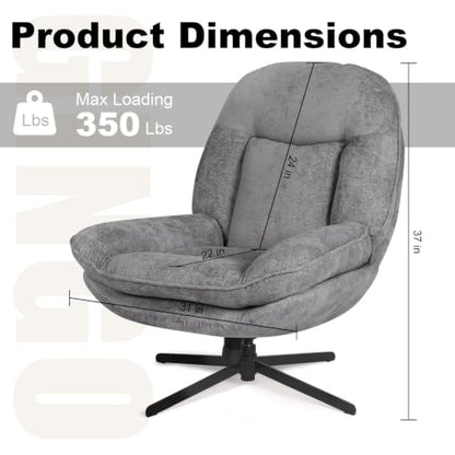GINGO 24" High Back Swivel Accent Chair Set of 2 for Living Room, Gray | Large Accent Chair, Comfy Reading Chair Oversized, Slightly Rocking Upholstered Armchair, Ergonomic Fabric Modern Chair - color: Grey