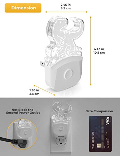 L LOHAS LED 아동용 공룡 야간 조명, 야간 조명 플러그인, 황혼에서 새벽까지 | Velociraptor LED 야간 조명 벽에 꽂기, RGB+소프트 화이트 3000K, 3가지 조명 모드, 아기방에 이상적, 1팩 - color: 벨로시랩터.