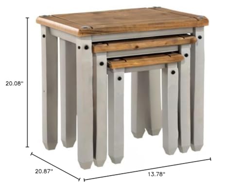 Wood Nest of 3 Tables Corona Gray - color: Grey