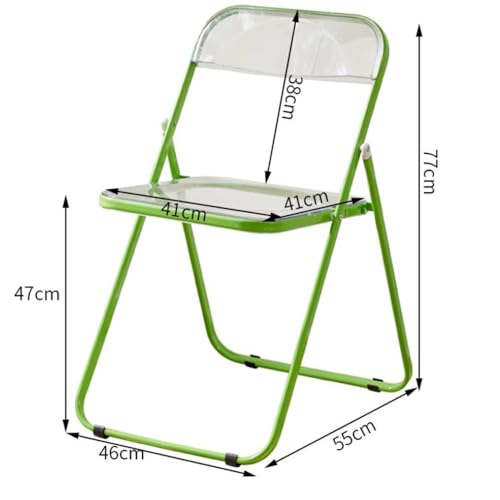 Stackable Transparent Acrylic Folding Chairs - Dining Stool with Backrest for Home & Living Room – Space-Saving, Modern Design (Green) - color: Green