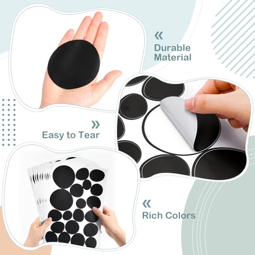 TaoBary 15 Sheet 300 Pcs Irregular Polka Dot Boho Wall Decals,Black | Removable Modern Vinyl Boho Wall Stickers Terrazzo Pattern for Playroom Bedroom - color: Black
