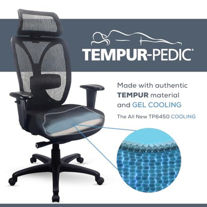 Tempur-Pedic TP6450 Mesh Office Desk Chair, Ergonomic High Back Computer Chair with Adjustable Arms, Lumbar Support and Swivel Tilt, Black - color: Black