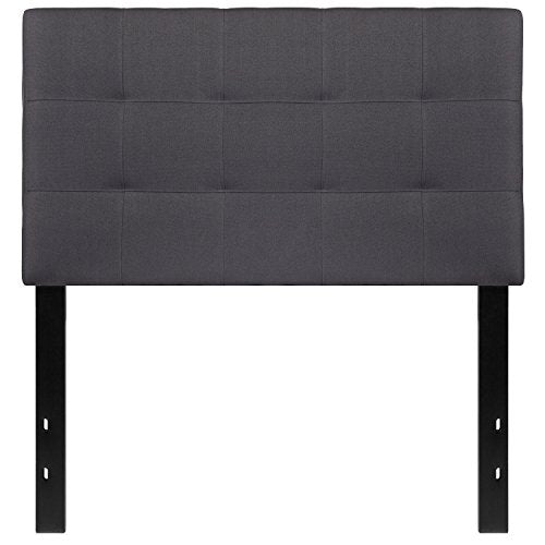 Quilted Tufted Upholstered Twin Size Headboard in Dark Gray Fabric - color: Dark Gray, size: Twin