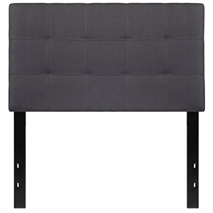 Quilted Tufted Upholstered Twin Size Headboard in Dark Gray Fabric - color: Dark Gray, size: Twin
