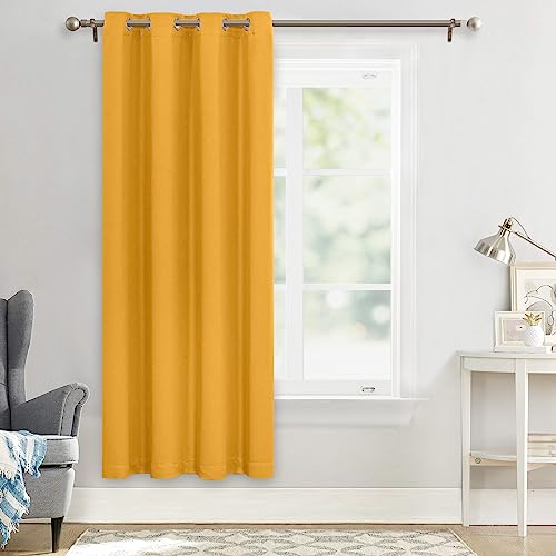 MYSKY HOME Blackout Curtain for Bedroom, Grommet Room Darkening Curtain, Amazing Triple Weave Thermal Insulated Curtain, 1 Curtain Panel ( 52 x 72 Inch, Yellow ) - color: Mustard Yellow, size: 52"W x 72"L (Pack of 1)