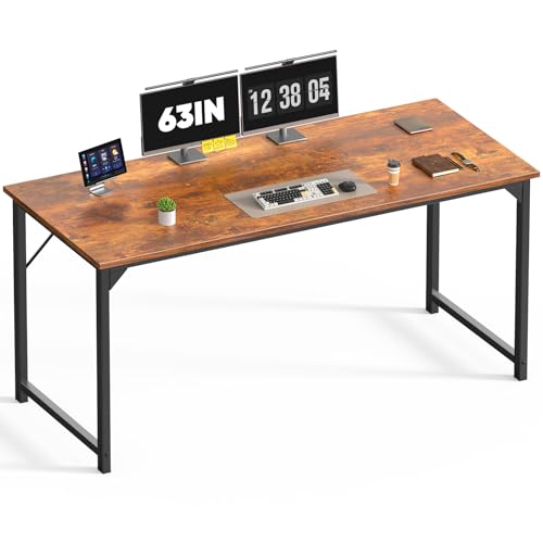DUMOS 63 Inch Small Computer Desk, Gaming Desks for Home Office Bedroom | Modern Study Writing Work Table, Craft PC Desk Simple Workstation with Reinforcement Structure, Modern Rustic Brown - color: Modern Rustic Brown, size: 63 Inch-1 Pack