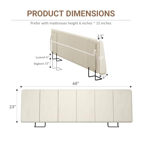 Queen Size Headboard Only-No Assembly Required, Beige | Easy to use no assembly required, Linen fabric and extra-thick foam for added comfort, Modern style headboard queen size - color: Beige, size: Queen