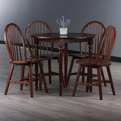 Winsome Sorella 5-pc Set Round Drop Leaf Table, Walnut - color: Walnut, size: Table + 4 Chairs