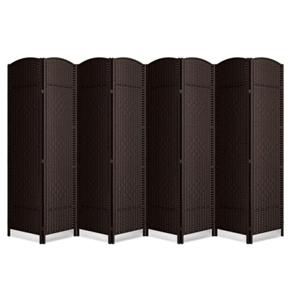 8 Panel Folding Room Divider,Woven Privacy Screen,Chocolate | Solid wood frame, handcrafted diamond pattern, 6FT tall, extends to 126 inches wide, no assembly required - color: Chocolate, size: 8-Panel